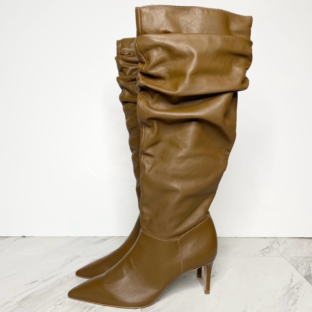 New! Schutz Ashlee Slouch Brown Heeled Tall Boot 5 1/2 B